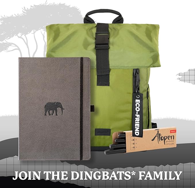 Dingbats* - Wildlife Plain Extra Large A4 Notebook - PU Leather Hardcover Journal for Work, Writing - Pocket, Elastic Closure, Pen Holder, Bookmark