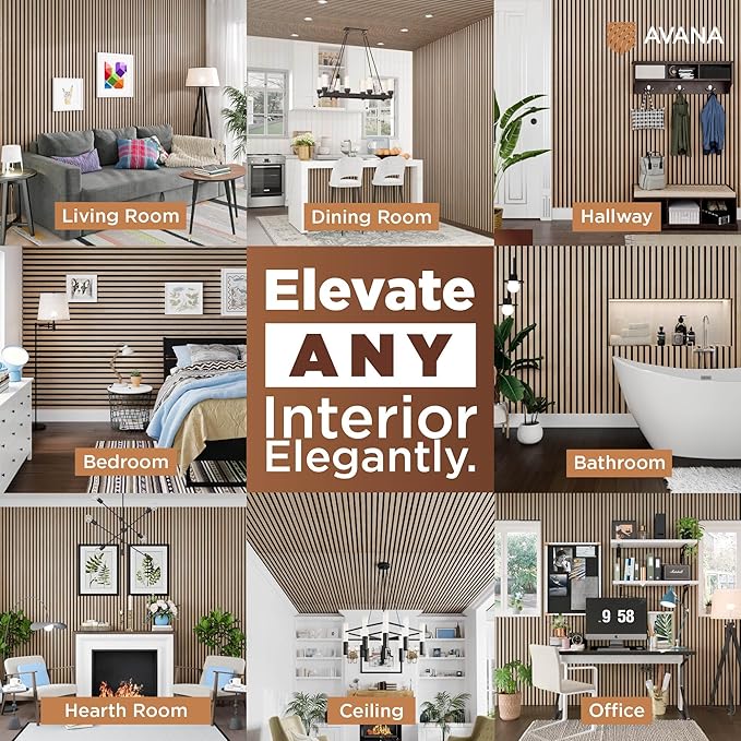 Avana Modern Acoustic Wood Wall Panels – 47.2 X 12.6 Inch White Oak Acoustic Panels 2 PCs – Wall Panels For Interior Wall Decor For Homes, Offices, Studios – Sturdy And Durable Wood Panels For Wall