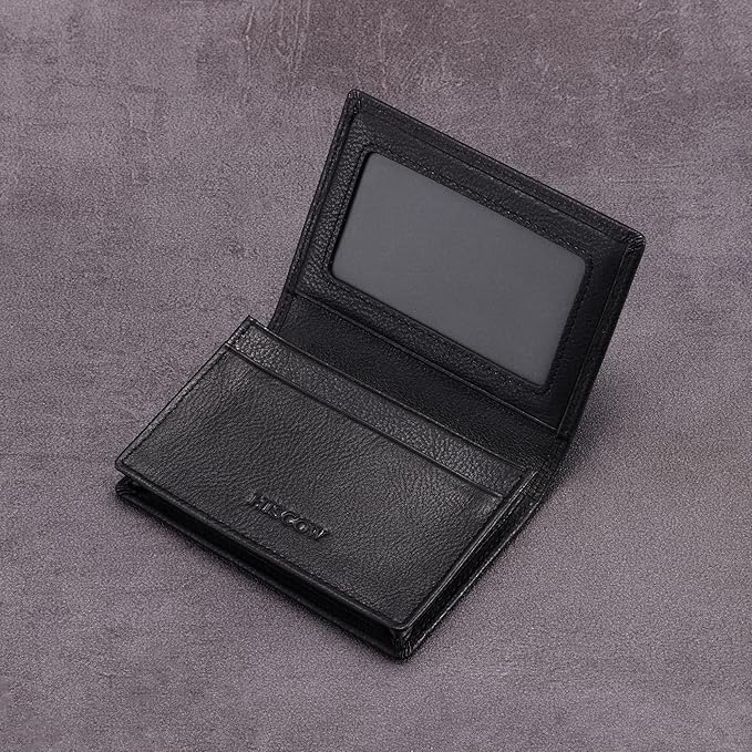 Leather Business Card Case Holder for Men & Women, Italian Calfskin