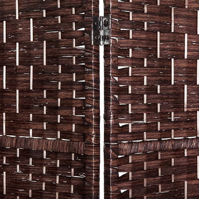 HOMCOM Room Divider, 6 Panel Folding Privacy Screen, 6FT Tall Portable Wicker Weave Partition Wall Divider for Bedroom, Home Office, Brown