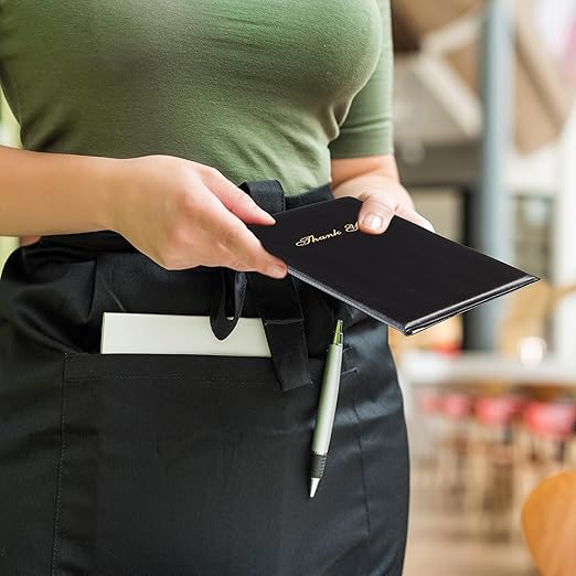 Gold Lion Gear Check Presenters for Restaurants Bulk 40 Pack - 5.5 x 10 Inch Double Side Check Presenter with Gold Thank You Imprint - Receipt Holder for Organized Payments - Black