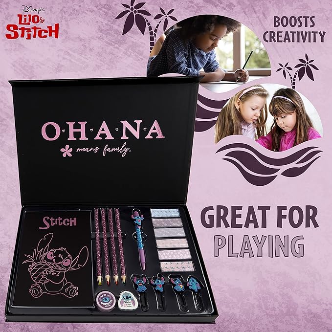 Disney Stitch Stationery Supplies Set Notebook Pencil Case & Ballpoint Pens or Notepad Coloring Pencils & Accessories for Home or Office