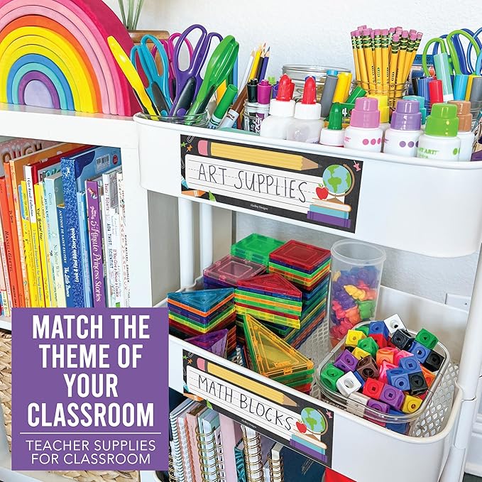 Desk Name Tags for Classroom -25 Student Name Plates for Classroom Kindergarten, Preschool, 1st, 2nd & 3rd Grade, 9x3 Teacher Nameplates for Student Desks & Cubbies, Chalkboard Nametags