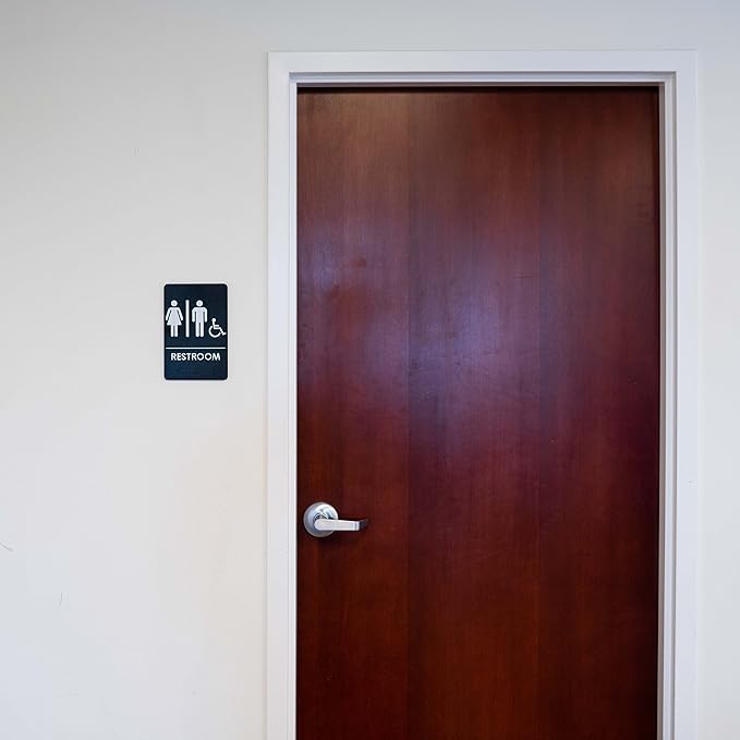 Men's/Women's Restroom Sign for Handicap Accessible Restroom ADA-Compliant Bathroom Door Sign, Made in USA, Pack of 24