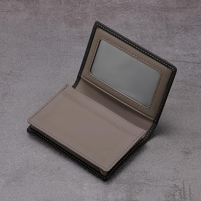 Leather Business Card Case Holder for Men & Women, Italian Calfskin
