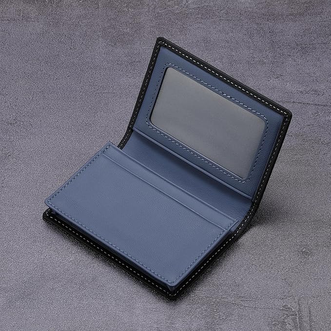 Leather Business Card Case Holder for Men & Women, Italian Calfskin