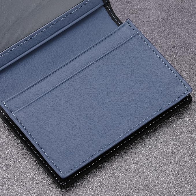 Leather Business Card Case Holder for Men & Women, Italian Calfskin