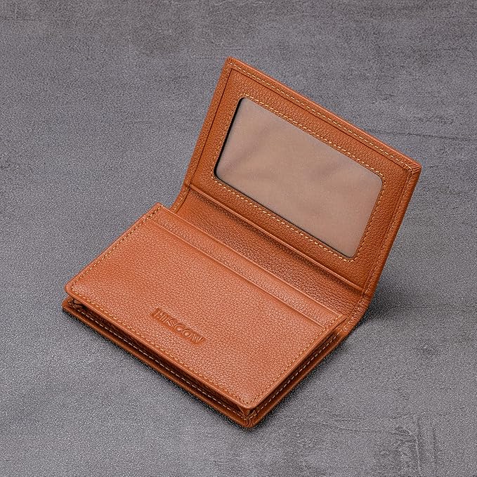 Leather Business Card Case Holder for Men & Women, Italian Calfskin