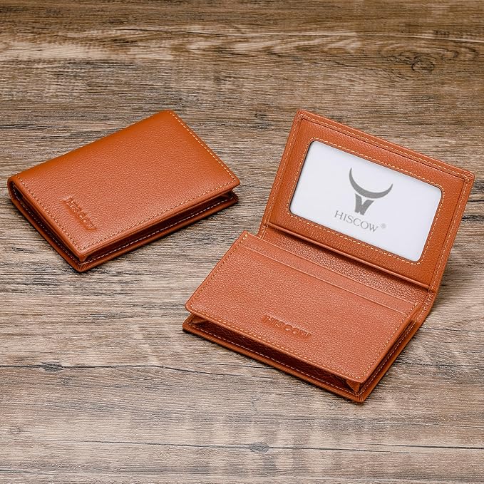 Leather Business Card Case Holder for Men & Women, Italian Calfskin
