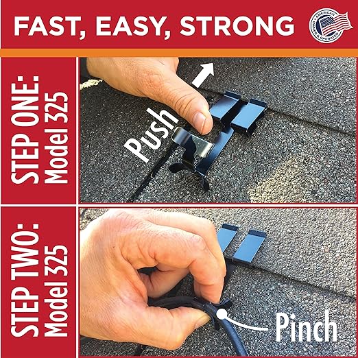 Grip Clip Roof Clips, Safe for Heat Tape, Electric Cable & Roof Heat Cable Installation, Prevents Roof Damage, Easy Nail-Free Outdoor Cable Clips, Your Ultimate Cable Clip (.325-25 Pack)