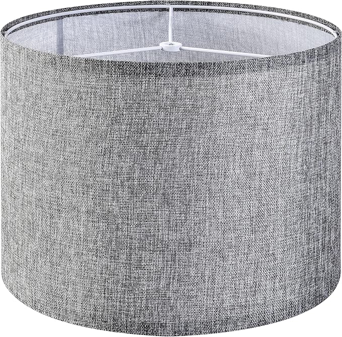 Gray Drum Lamp Shades Medium 13" Top x 13" Bottom x 10" High (Spider) Traditional Lampshades for Table Lamp & Bedside Lamp - Assembly Required - Modern Lamp Shade By GO&SO