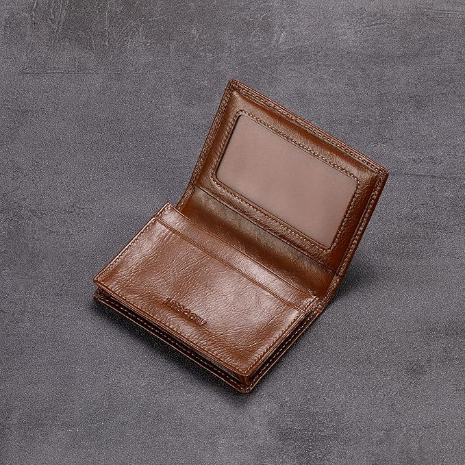 Leather Business Card Case Holder for Men & Women, Italian Calfskin