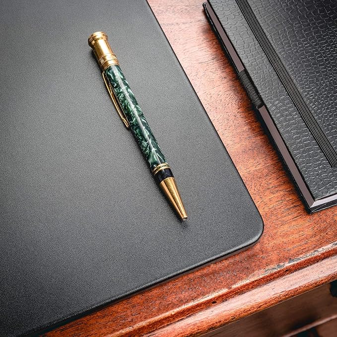 DACASSO Leatherette Desk Mat Without Rails - Luxury Leather Desk Blotter for Writing - Executive Desk Surface Protector - (Black, 30 x 19)