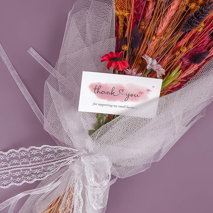 200 Thank You For Supporting My Small Business Cards, Elegant and Professional Design, 2" x 3.5", Recommended for Online Retailers, Small Business Owners and Local Stores
