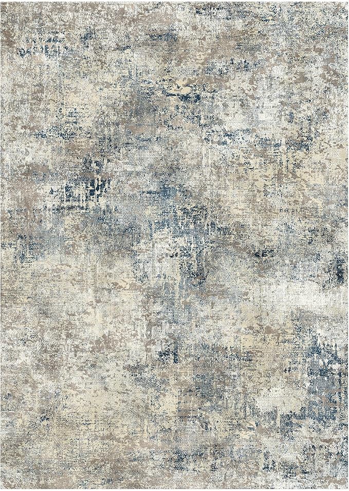 GENIMO Washable Area Rugs for Living Room, 10x12 Modern Non Slip Rugs, Low Pile Lightweight Soft Print Rug for Bedroom, Dining Room, Home Office, Blue Grey Beige