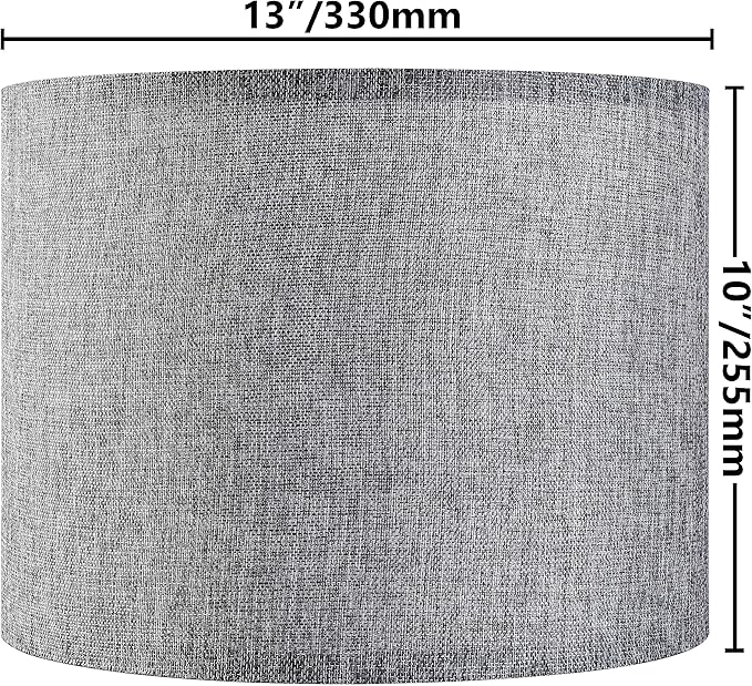 Gray Drum Lamp Shades Set of 2 Medium 13" Top x 13" Bottom x 10" High (Spider) Traditional Lampshades for Table Lamp & Bedside Lamp - Assembly Required - Modern Lamp Shade By GO&SO