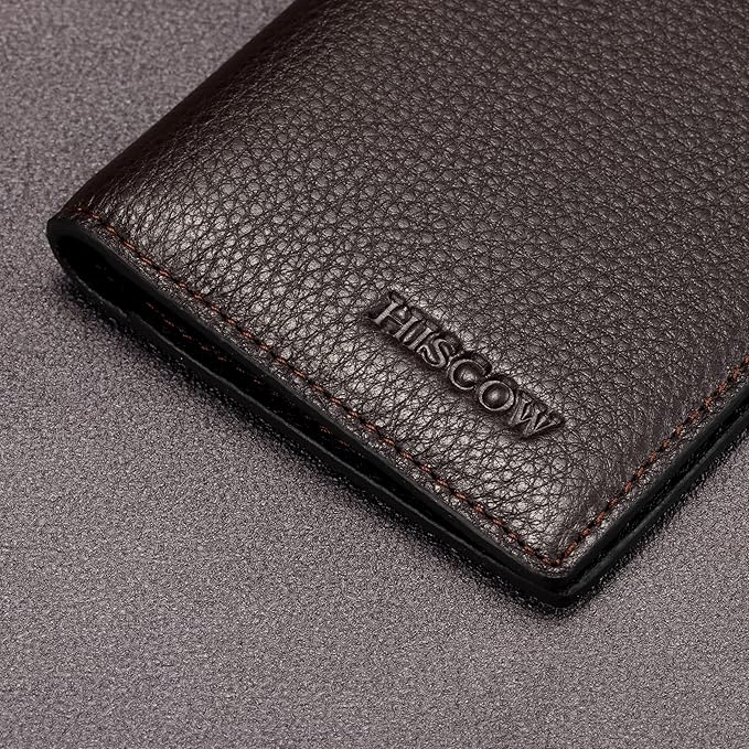 Slim Leather Credit Card Holder for Men & Women 8cc, Italian Calfskin (Pebbled Coffee)