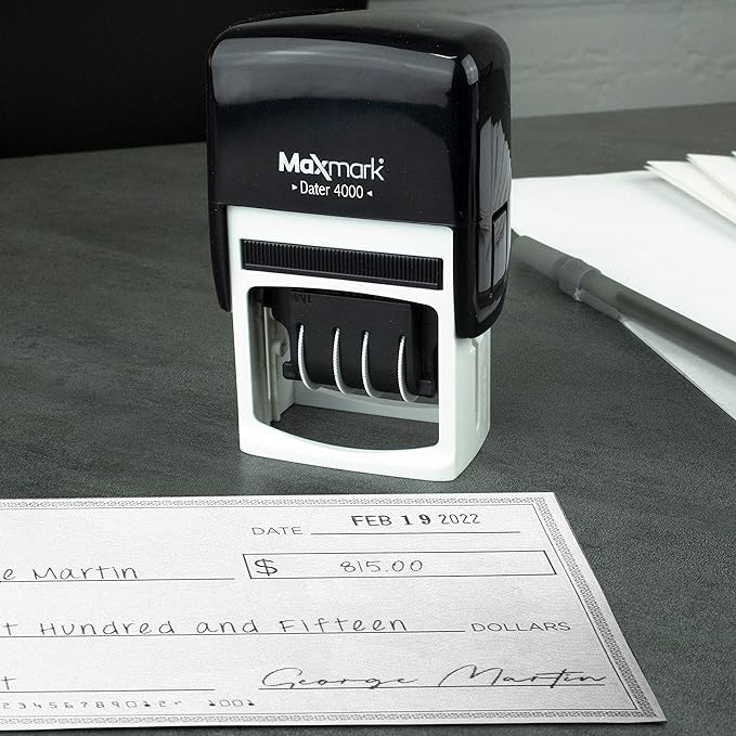 MaxMark Dater 4000 Self Inking Date Stamp - Purple