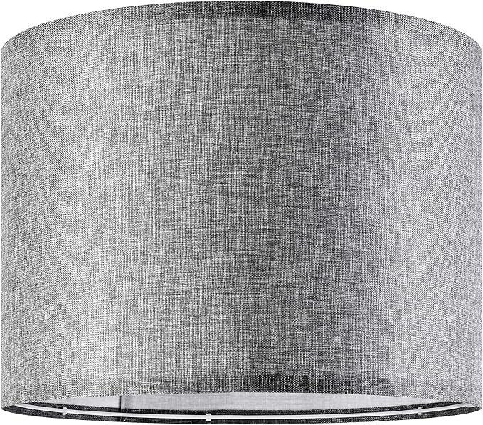 Set of 2 Large Drum Lamp Shades Modern Lamp Shade 16" Top x 16" Bottom x 12" High (Spider) Gray Lampshade for Floor Lamps Table Lamps - Lampshades Replacement By GO&SO