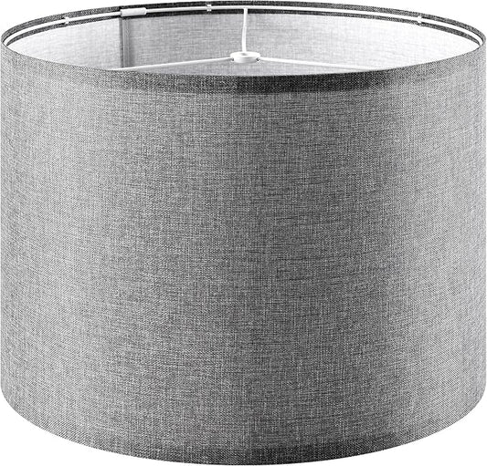 Gray Large Drum Lamp Shades for Floor Lamps Table Lamp Farmhouse Lamp Shade 16" Top x 16" Bottom x 12" High (Spider) Medium Lampshade - Lampshades Replacement By GO&SO Assembly is Required