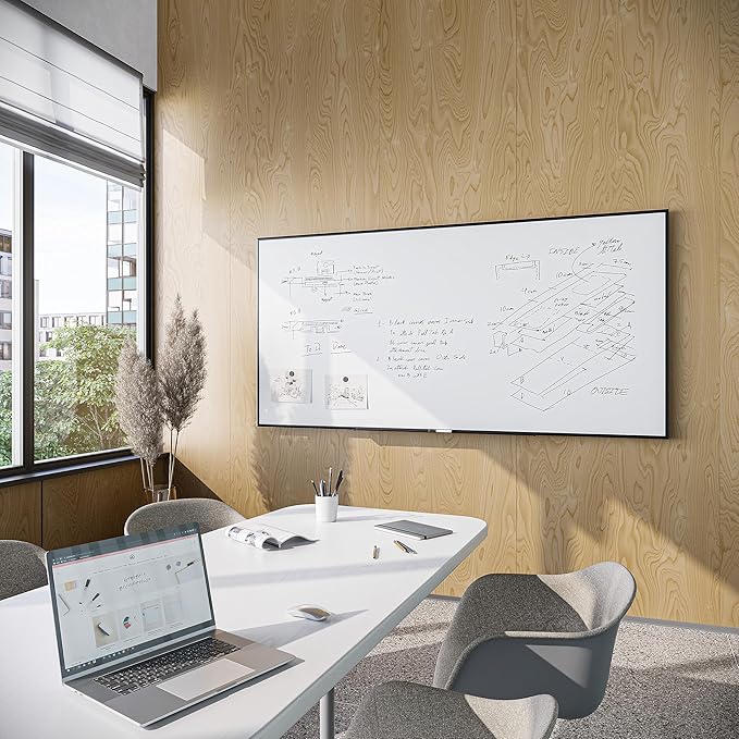 U Brands Magnetic Dry Erase Board White Board, 96" x 48" Inches, Black Aluminum Frame (2898U00-01)