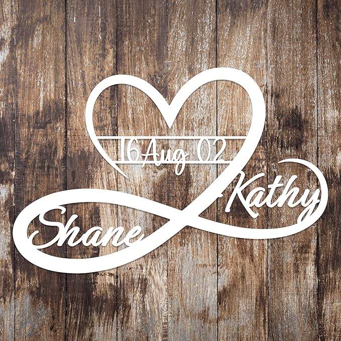 Personalized Valentines Metal Wall Sign, Custom Infinity Heart Love Couple Name Sign, Valentine's Wedding Gifts for Couples, Metal Engagement Sign, Home Decoration, Gift for Anniversary