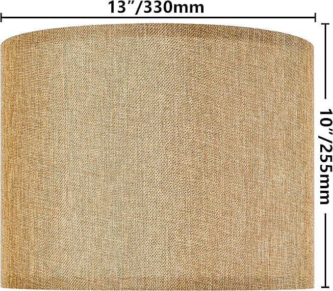 GO&SO Set of 2 Brown Medium Drum Lamp Shades 13" Top x 13" Bottom x 10" High (Spider) Farmhouse Lampshades for Table Lamp & Bedside Lamp - Handcrafted