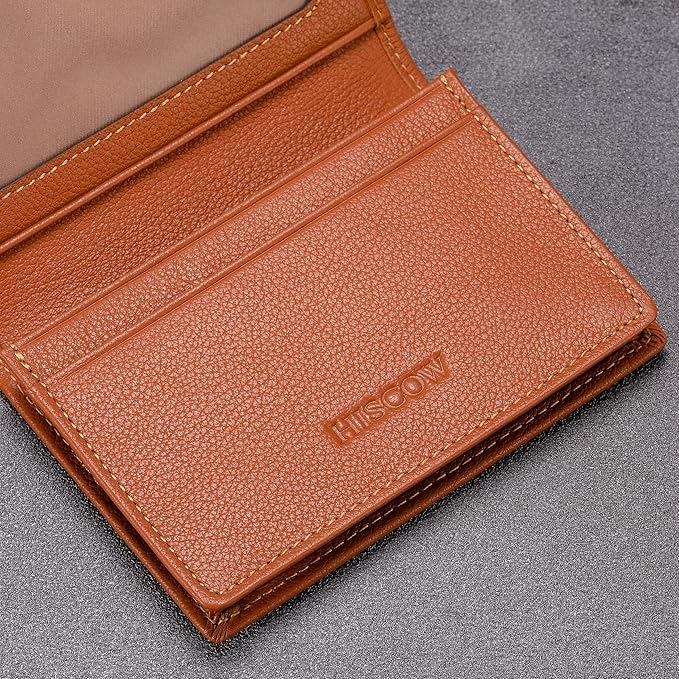 Leather Business Card Case Holder for Men & Women, Italian Calfskin