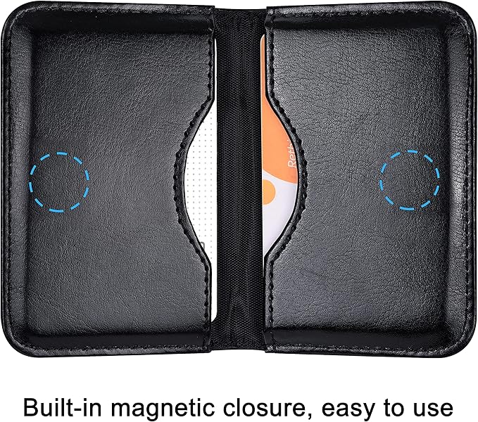 Wisdompro Business Card Holder, 2-Sided PU Leather Folio Name Card Holder Wallet Case with Magnetic Shut for Men and Women, Ultra Slim and Thin