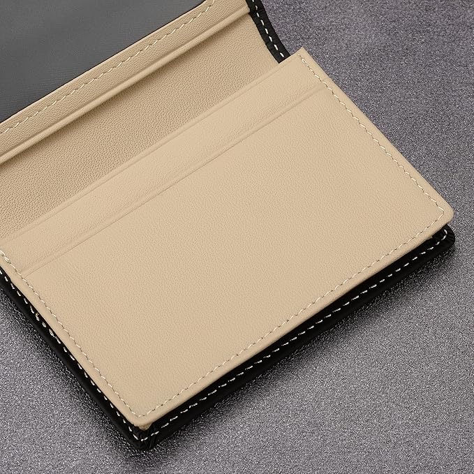 Leather Business Card Case Holder for Men & Women, Italian Calfskin