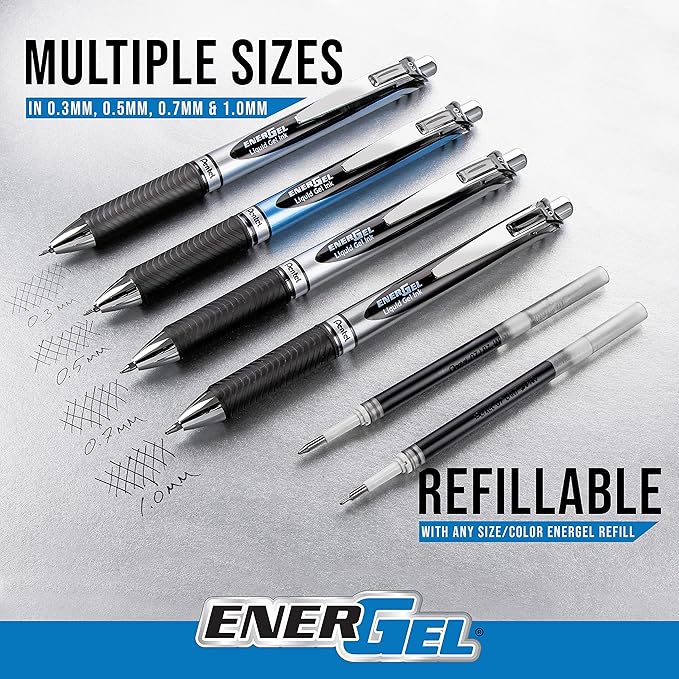 Pentel EnerGel RTX Liquid Gel Pens, Medium (0.7mm), Turquoise, 4-pk (BL77PF4S3)