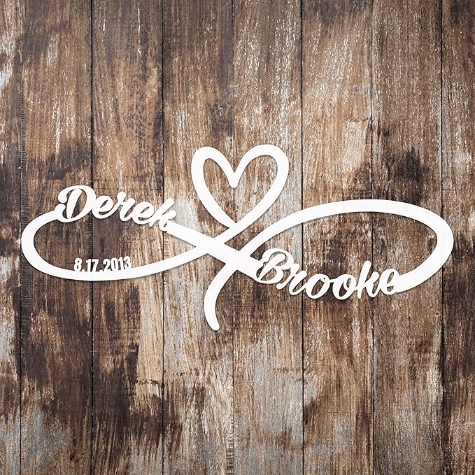 Personalized Valentines Metal Wall Sign, Custom Infinity Heart Love Couple Name Sign, Valentine's Wedding Gifts for Couples, Metal Engagement Sign, Home Decoration, Gift for Anniversary