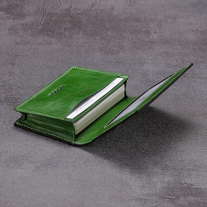 Leather Business Card Case Holder for Men & Women, Italian Calfskin