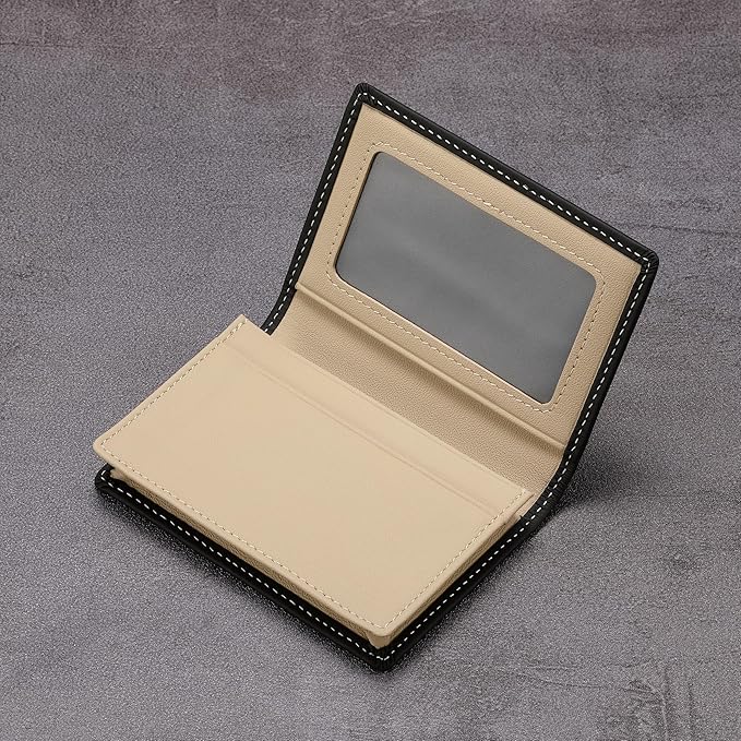 Leather Business Card Case Holder for Men & Women, Italian Calfskin