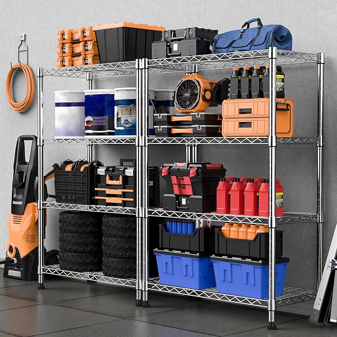 M MZG 1000 lbs Storage Shelving 4-Tier Utility Shelving Unit Steel Organizer Wire Rack for Home,Kitchen,Office,Chrome (13.7" D x 23.6" W x 53.4" H)