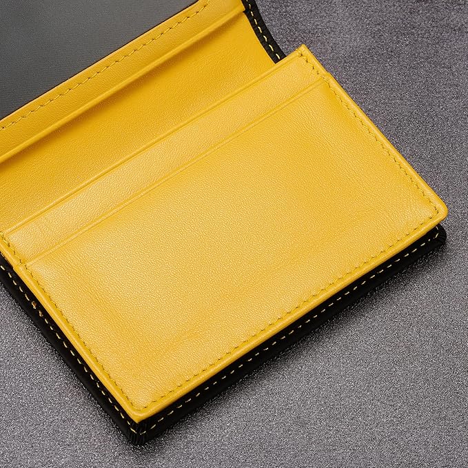 Leather Business Card Case Holder for Men & Women, Italian Calfskin