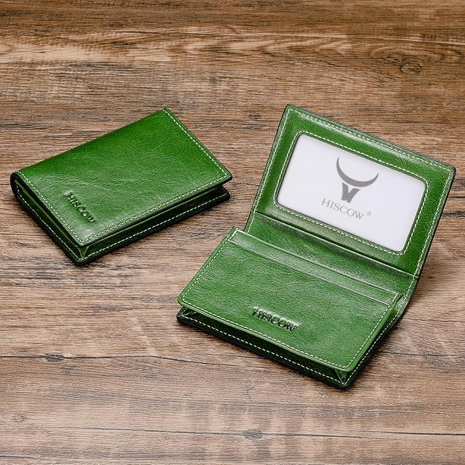 Leather Business Card Case Holder for Men & Women, Italian Calfskin
