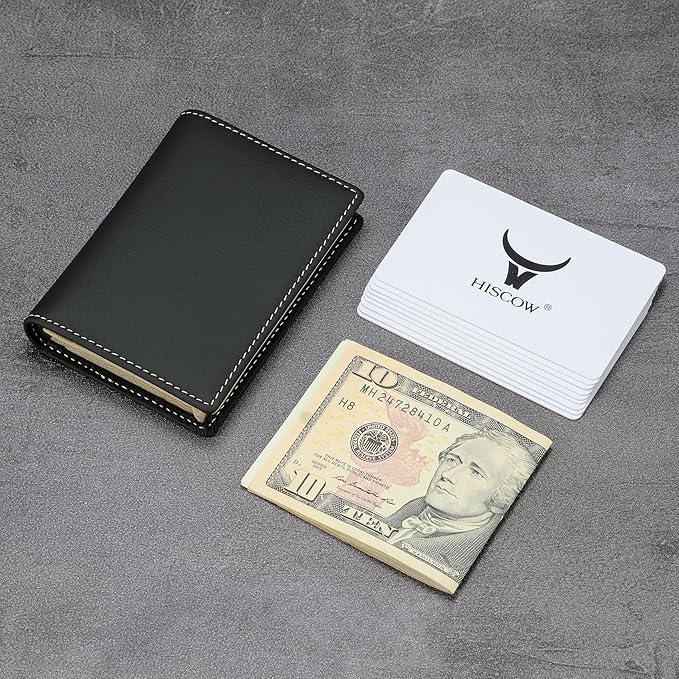 Leather Business Card Case Holder for Men & Women, Italian Calfskin