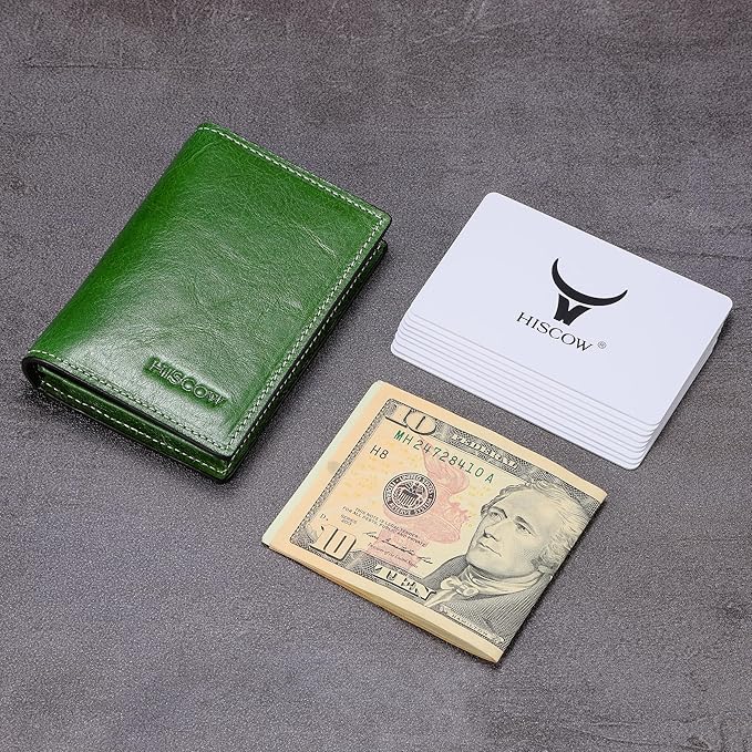 Leather Business Card Case Holder for Men & Women, Italian Calfskin