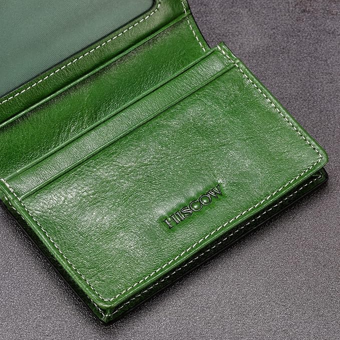 Leather Business Card Case Holder for Men & Women, Italian Calfskin