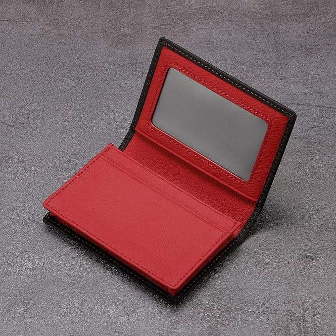 Leather Business Card Case Holder for Men & Women, Italian Calfskin